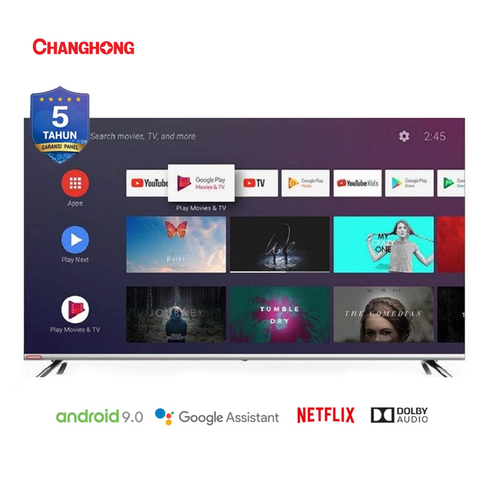 Changhong 65 Inch 4K UHD Android 9.0 Smart TV Netflix LED TV - U65H7A